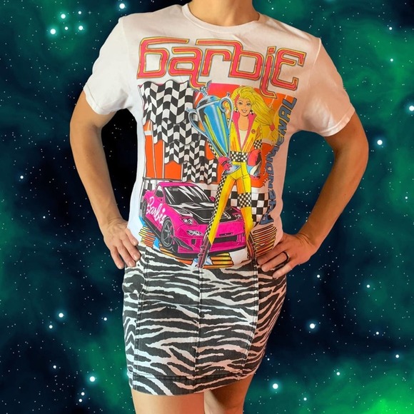Barbie Nascar Racing Car Tee Large Barbie Tee BarbieCore - Picture 2 of 9